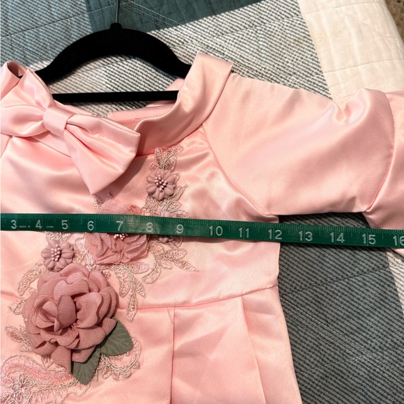 Pink Princess Easter Dress Girls 4T Floral & Beaded w/ Bow Shawl Collar NWT - Picture 7 of 8